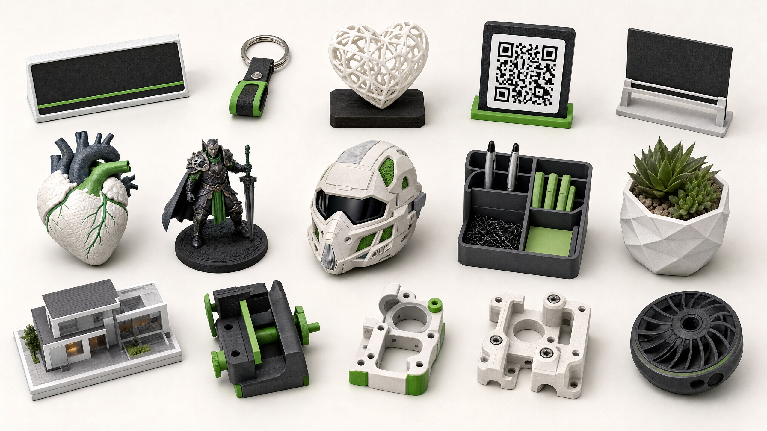Wall of colorful 3D-printed products from the RoleOne product library