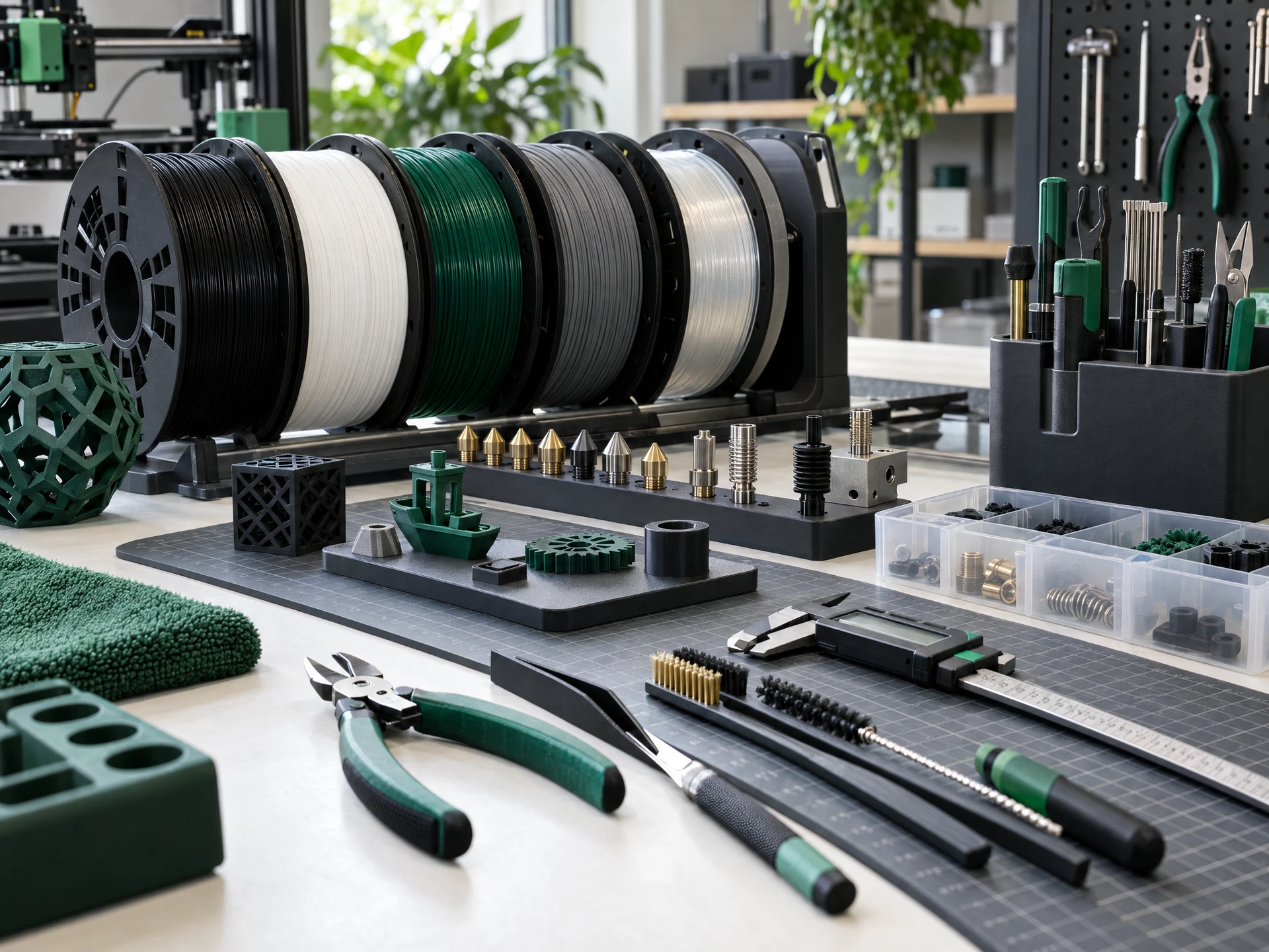 HD 3D-printing filament spools, tools and replacement accessories